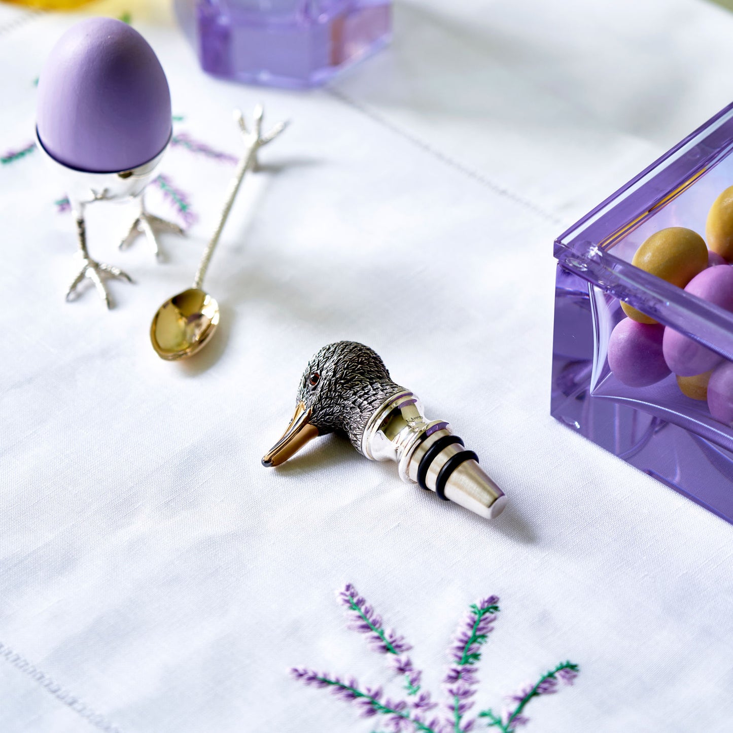 Duck Head Bottle Stopper in Sterling Silver