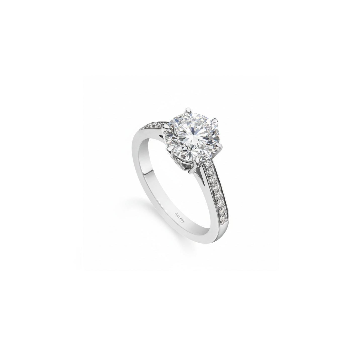 Round Brilliant-Cut Diamond Collet Engagement Ring in Platinum