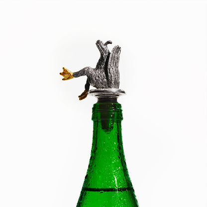 Dipping Duck Bottle Stopper in Sterling Silver