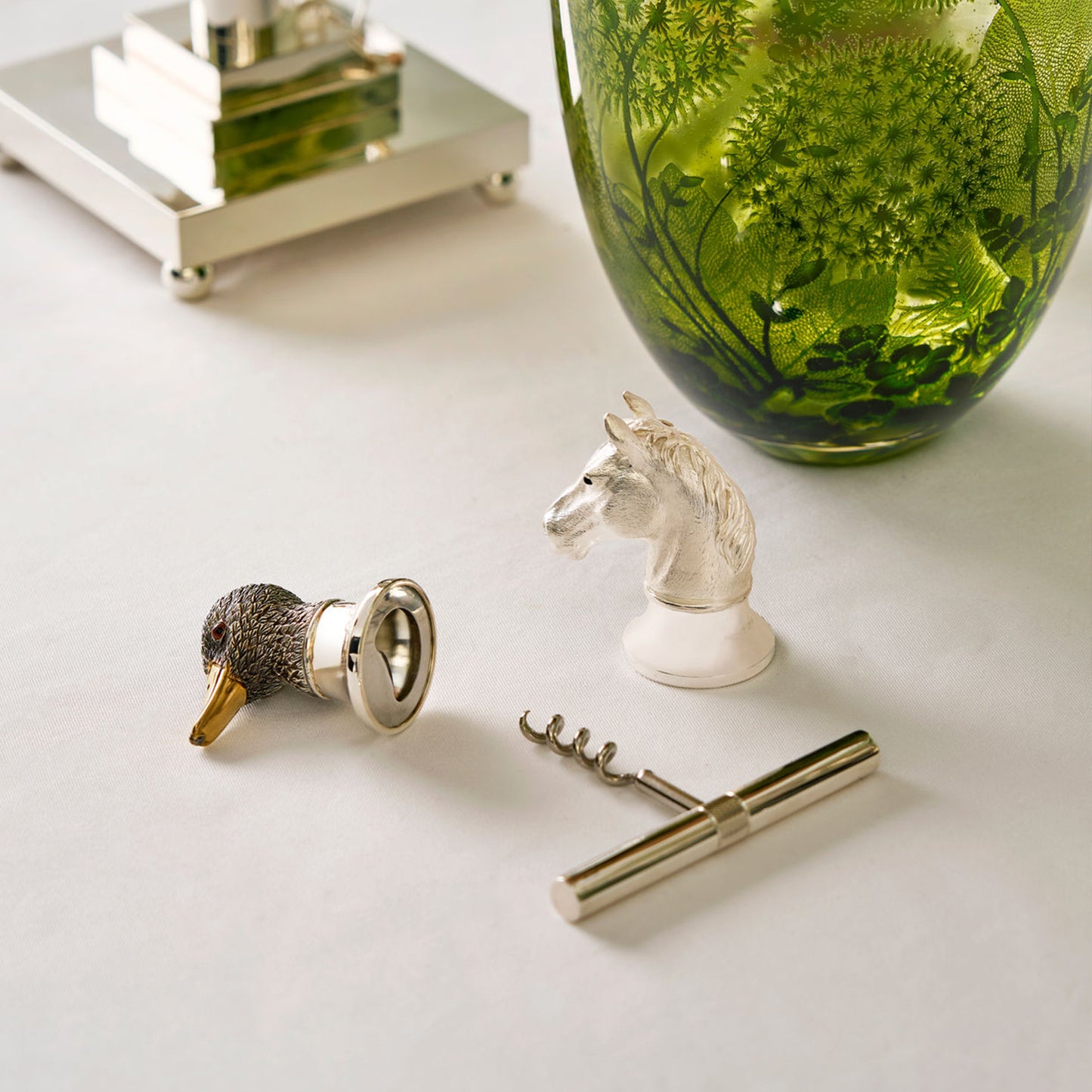 スターリングシルバーのエンジンターンドコルク抜き