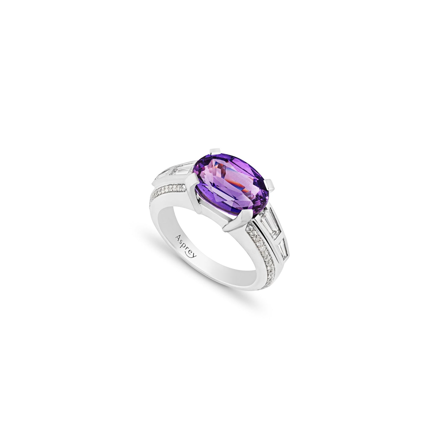 Platinum Ring with Purple Sapphire and Diamonds