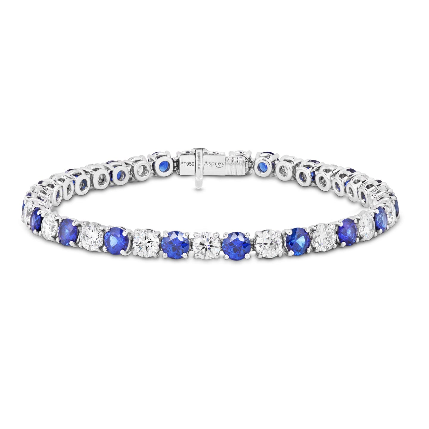 Platinum Line Bracelet with Sapphire and Diamonds