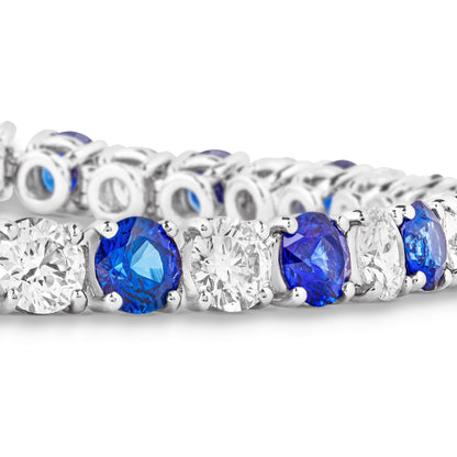 Platinum Line Bracelet with Sapphire and Diamonds