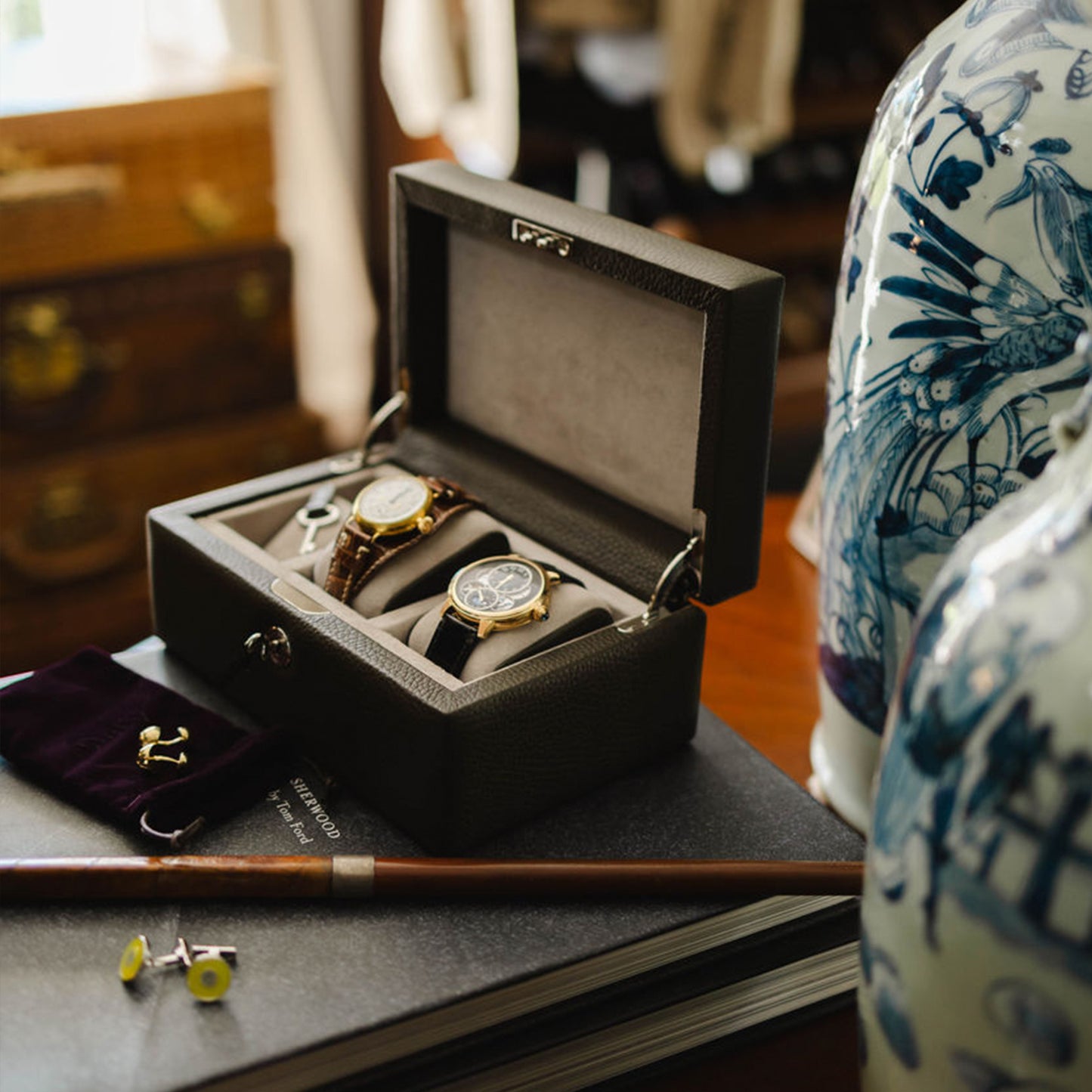 GMT Watch Box 3 in Soft Grain Leather