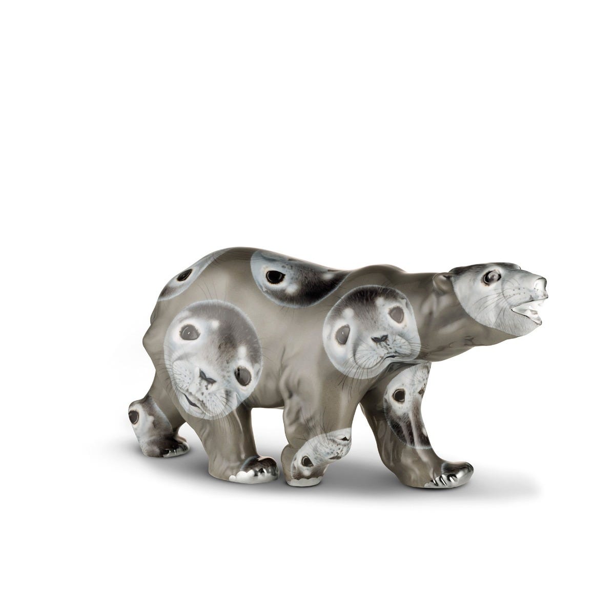 Polar Bear Figurine with Seal Design