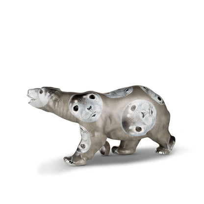 Polar Bear Porcelain Figurine with Seal Design