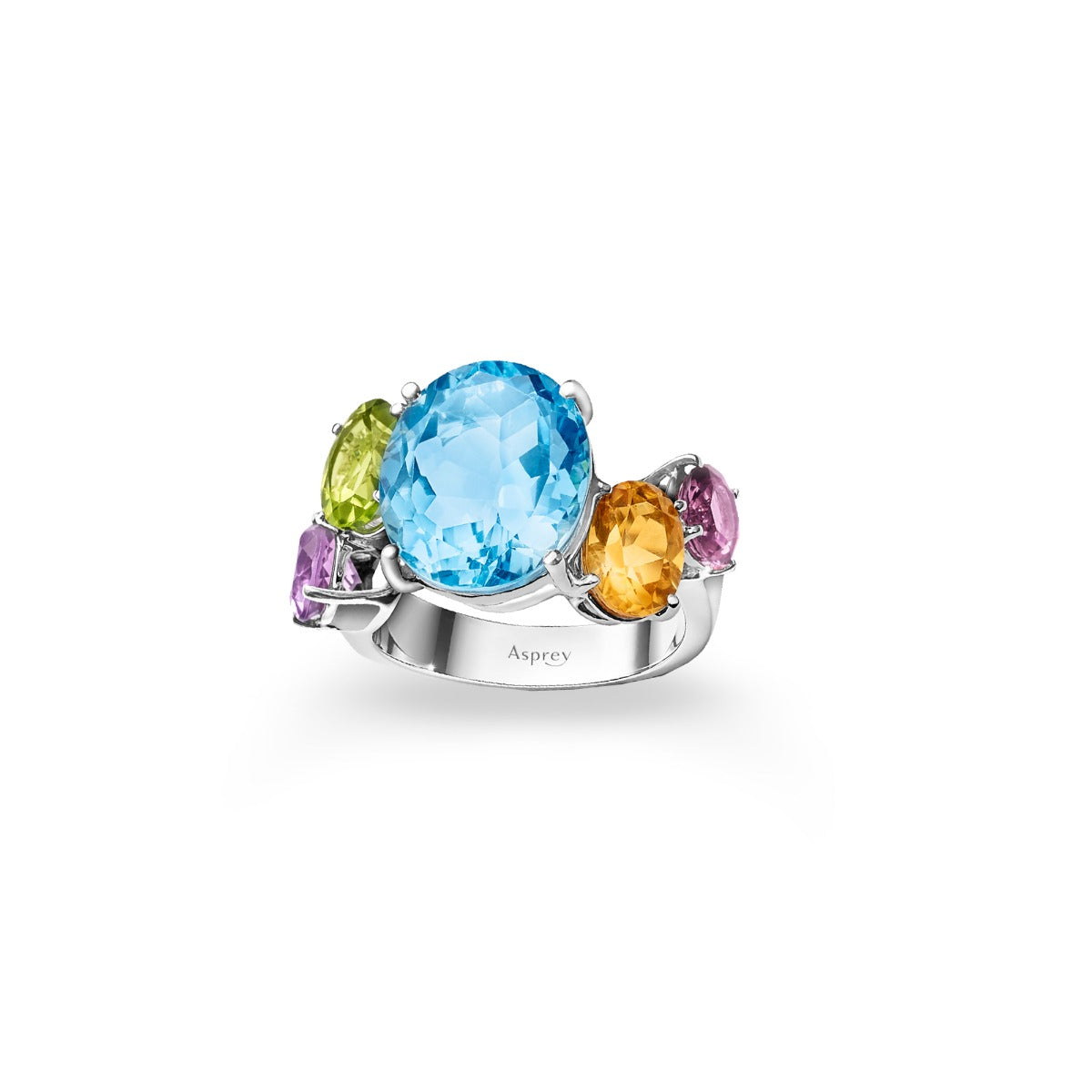 Colour Chaos Ring in 18ct White Gold with Multicoloured Gemstones