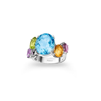 Colour Chaos Ring in 18ct White Gold with Multicoloured Gemstones
