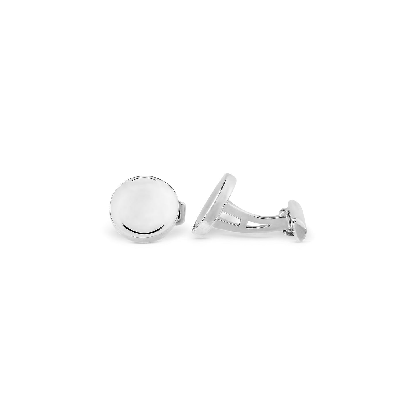 Round Concave Engravable Cufflinks in Sterling Silver