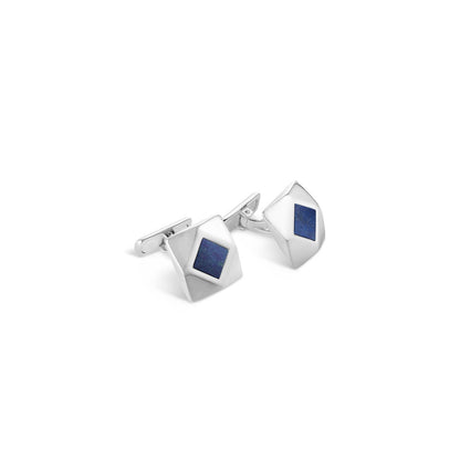 Geometric Cufflinks in Sterling Silver & Lapis