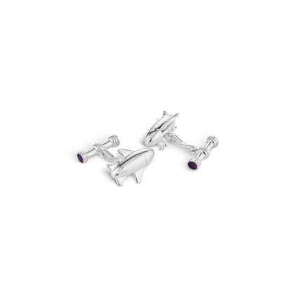 Airplane Cufflinks in Sterling Silver