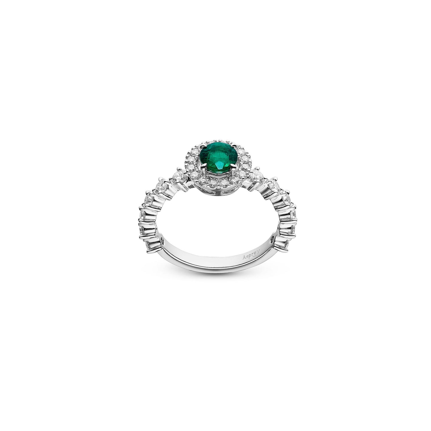 Platinum Ring with Emerald and Diamonds