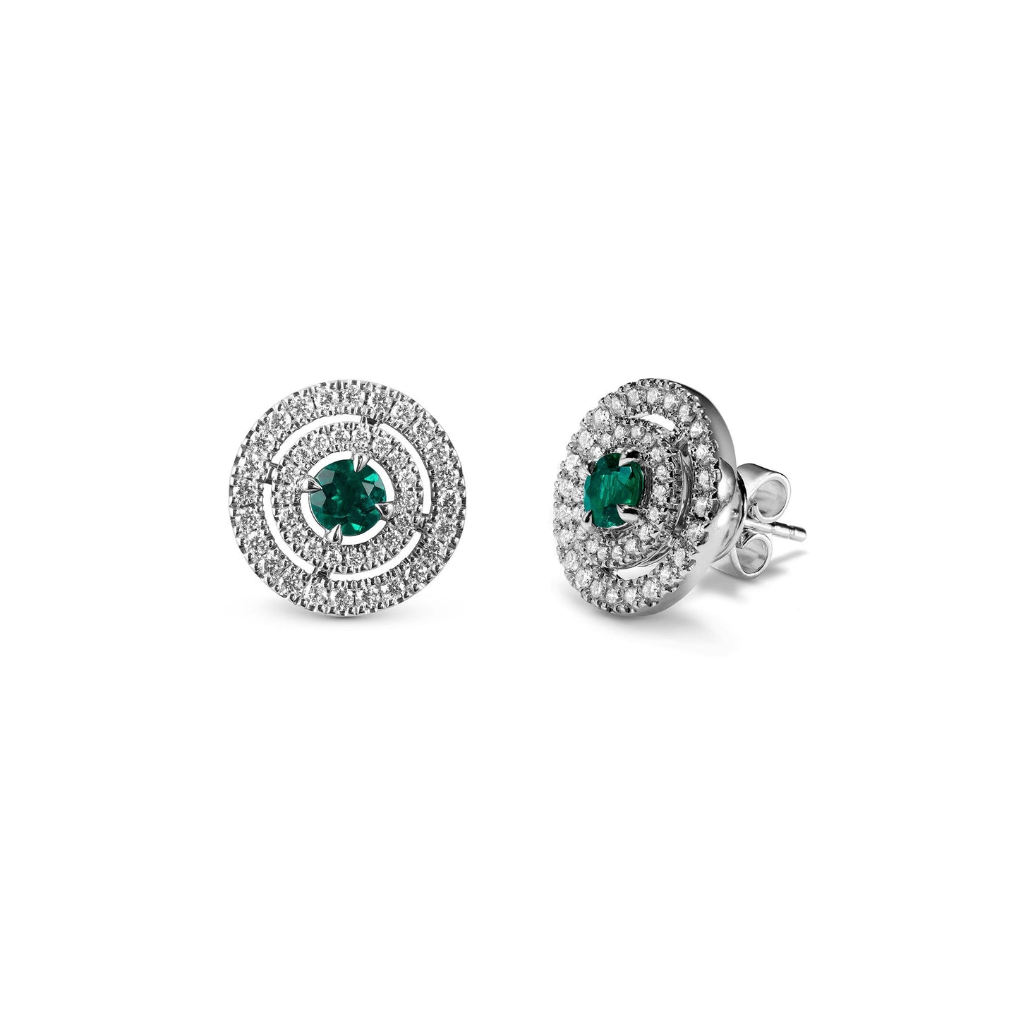 Platinum Earrings with Emerald and Diamonds