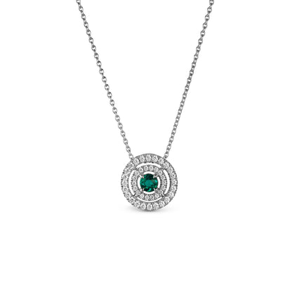 Platinum Pendant with Emerald and Diamonds
