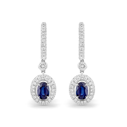 Platinum Hoop Earrings with Oval Sapphire and Diamonds – Asprey London