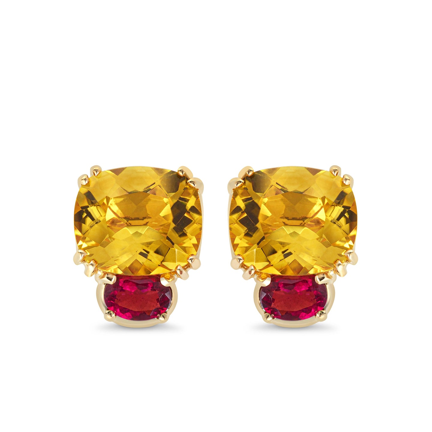 Maxi Chaos Earrings in 18ct Yellow Gold with Citrine and Pink Tourmaline