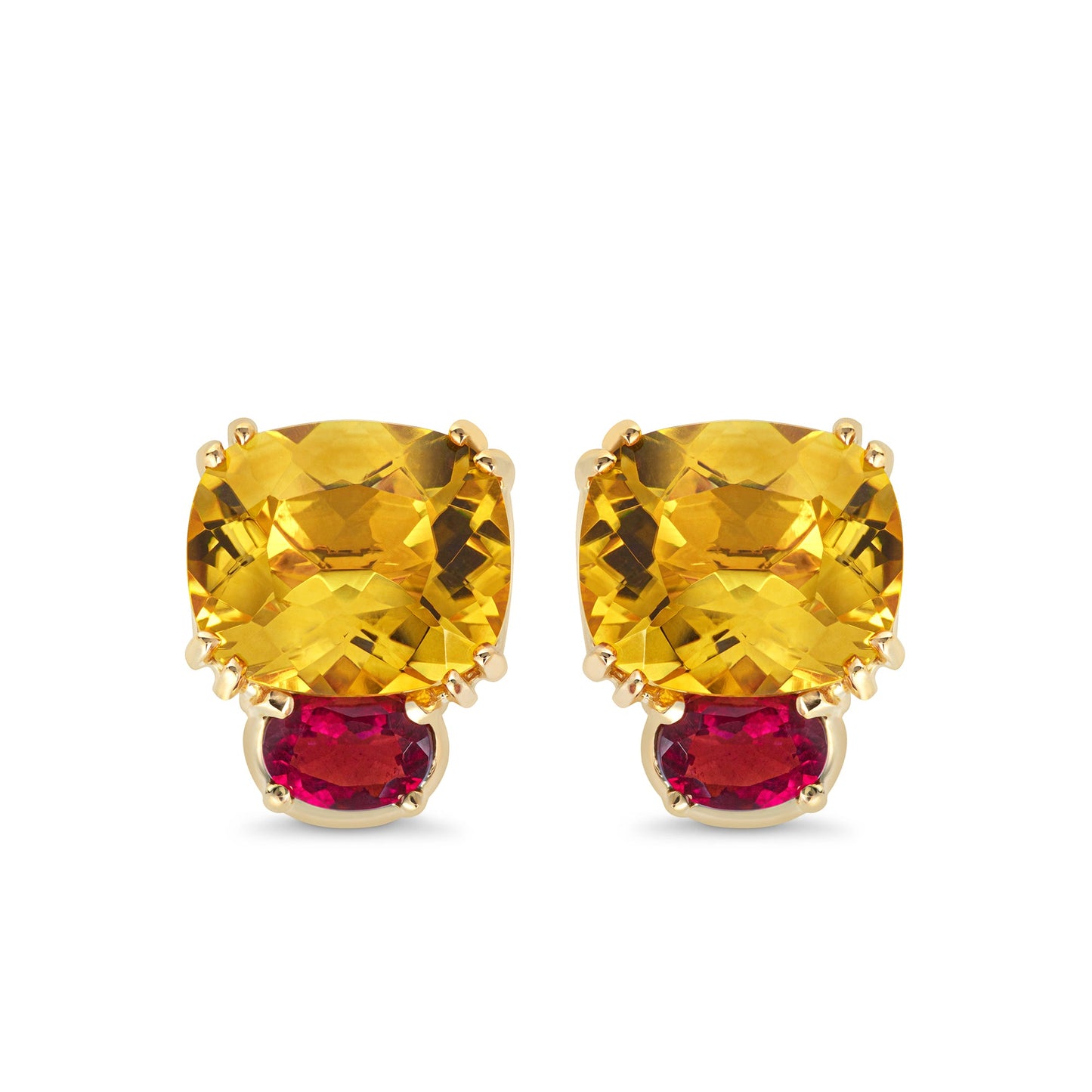 Maxi Chaos Earrings in 18ct Yellow Gold with Citrine and Pink Tourmaline
