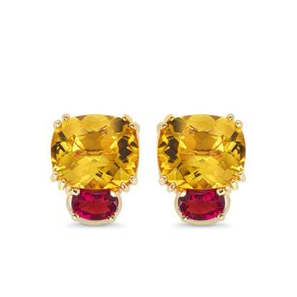 Maxi Chaos Earrings in 18ct Yellow Gold with Citrine and Pink Tourmaline