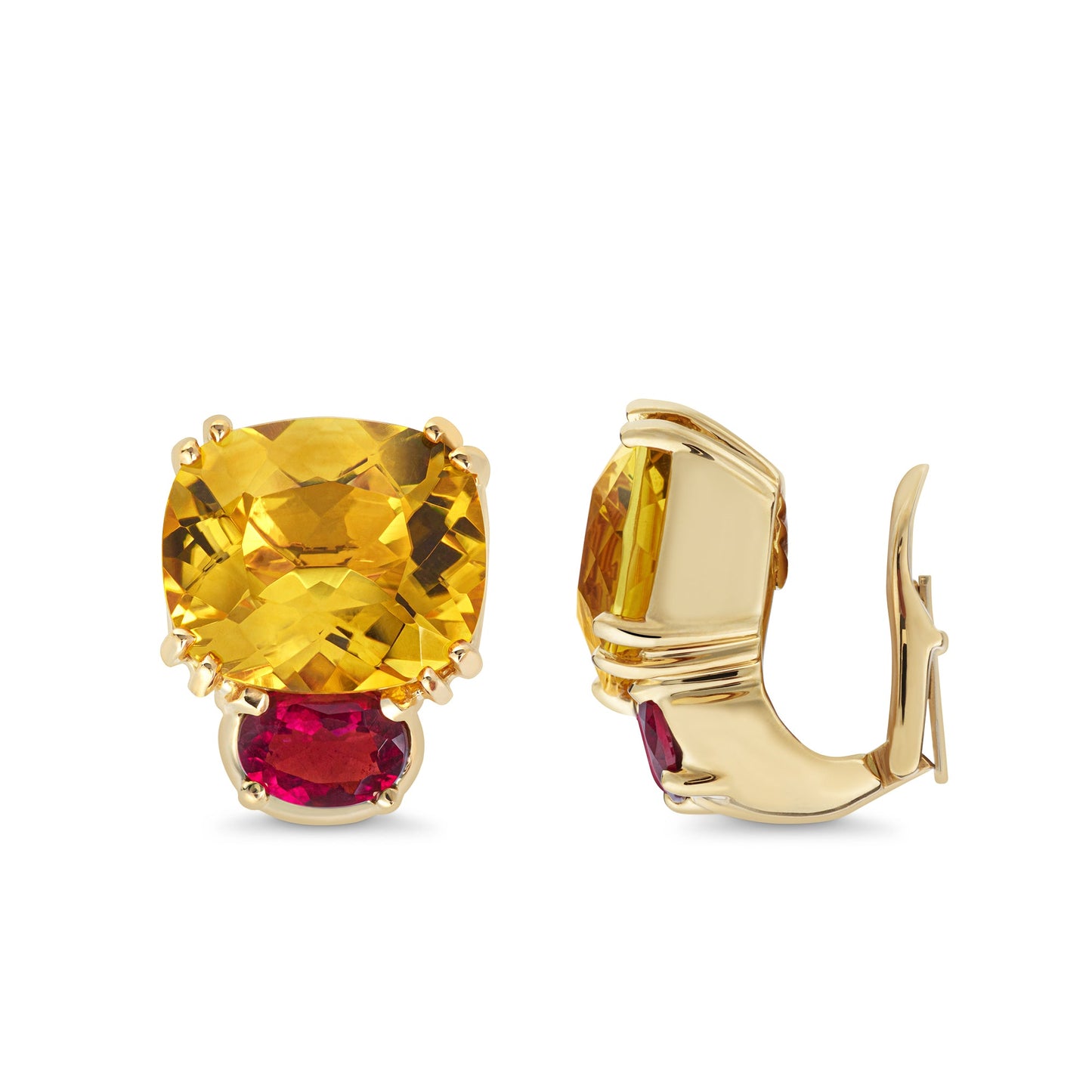 Maxi Chaos Earrings in 18ct Yellow Gold with Citrine and Pink Tourmaline