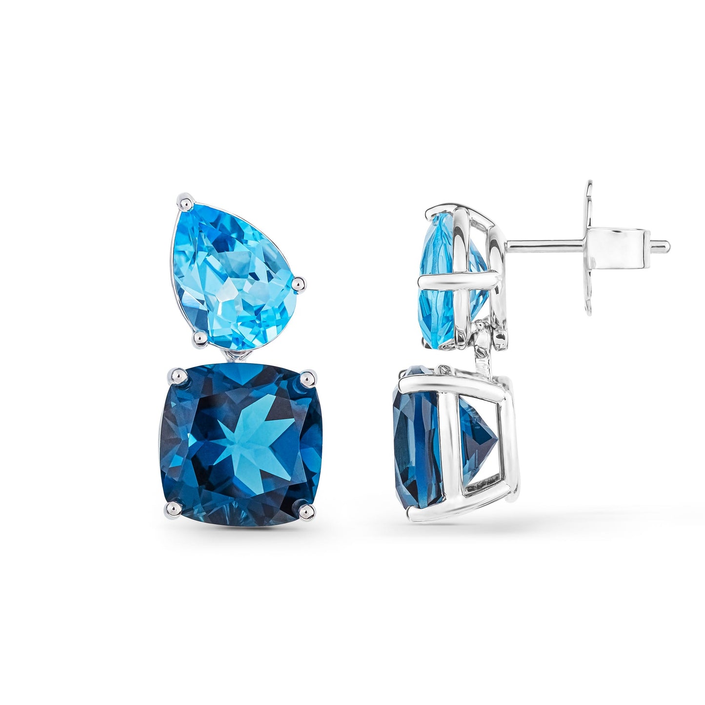 Chaos Earrings in 18ct White Gold with Blue Topaz
