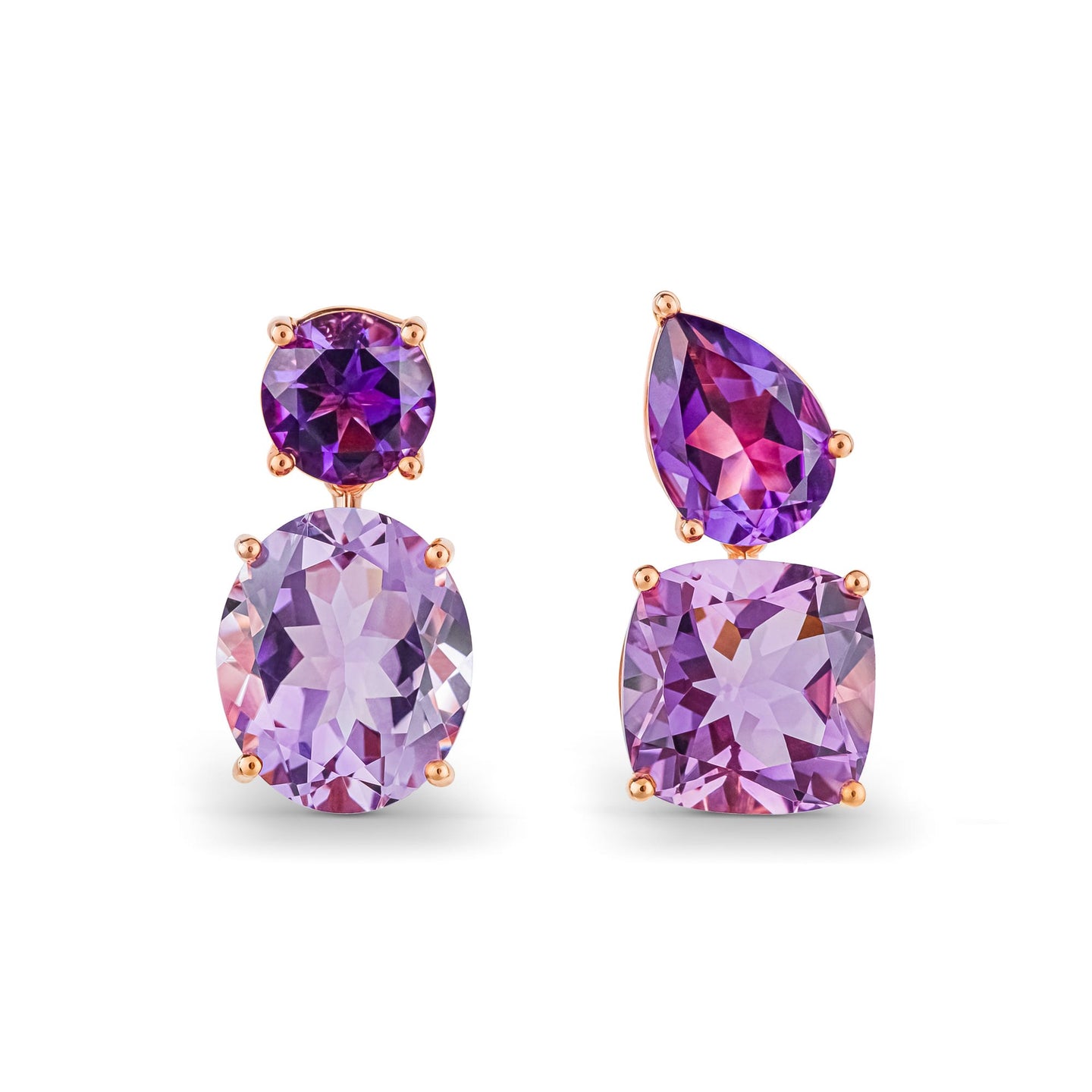 Chaos Earrings in 18ct Rose Gold with Amethyst