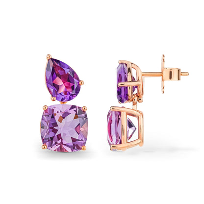 Chaos Earrings in 18ct Rose Gold with Amethyst