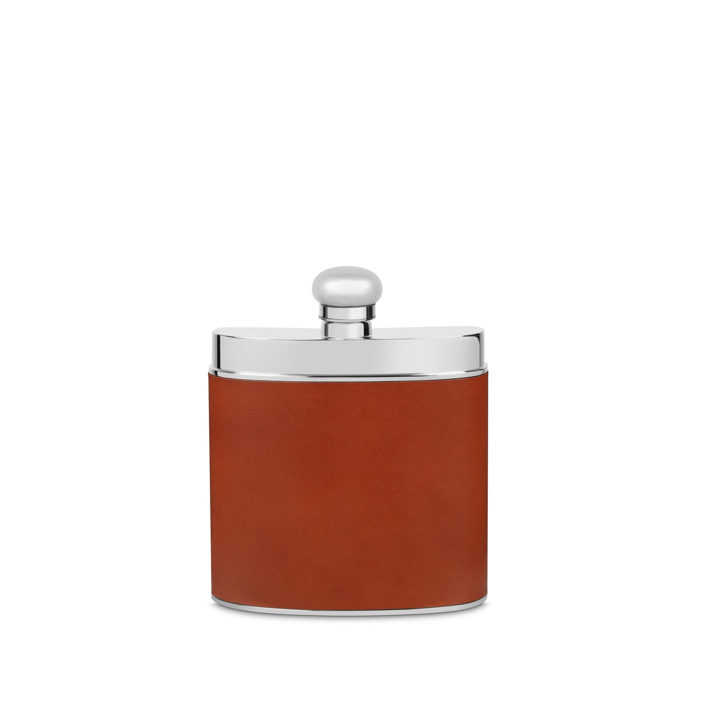 Hip Flask in Sterling Silver & Leather