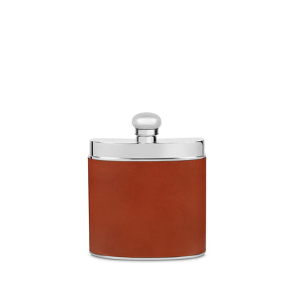 Hip Flask in Sterling Silver & Leather