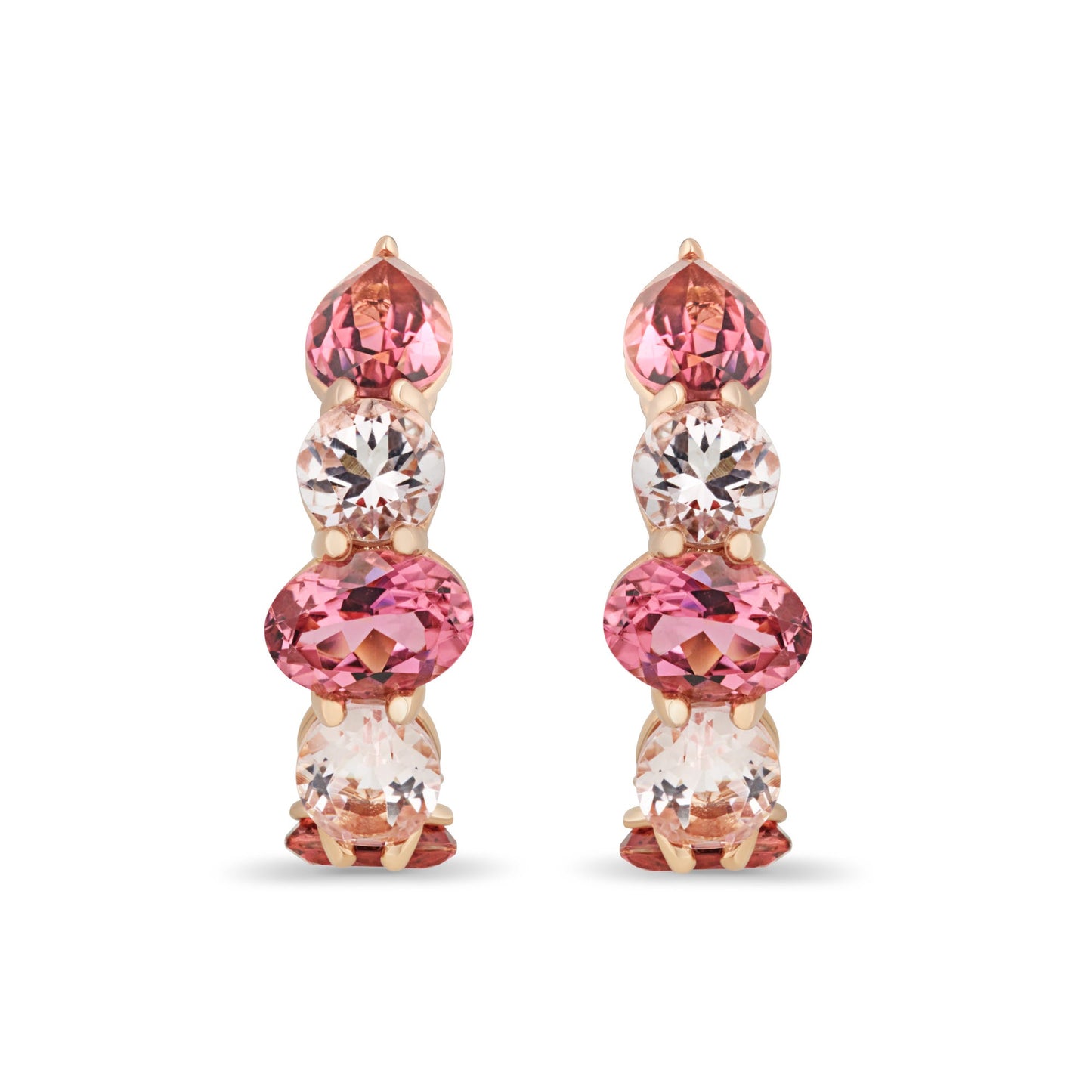 Mini Chaos Earrings in 18ct Rose Gold with Morganite and Pink Tourmaline