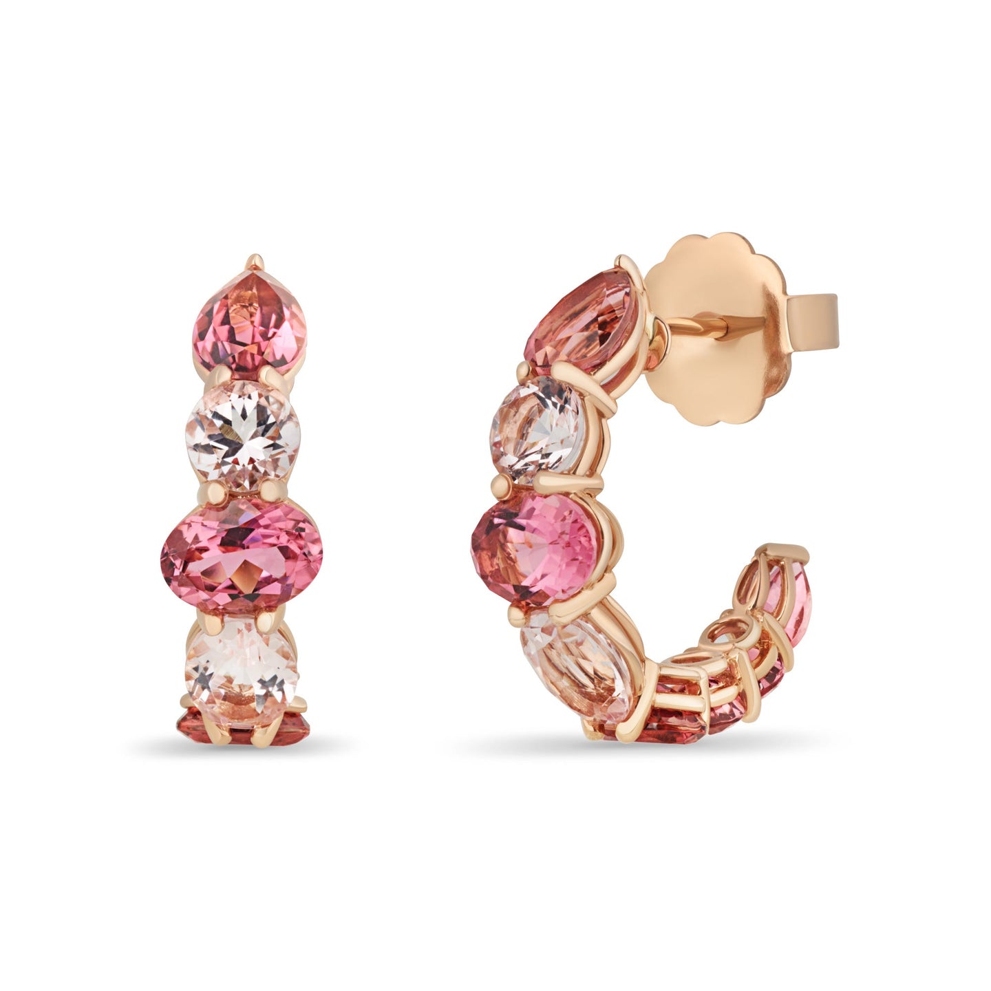 Mini Chaos Earrings in 18ct Rose Gold with Morganite and Pink Tourmaline