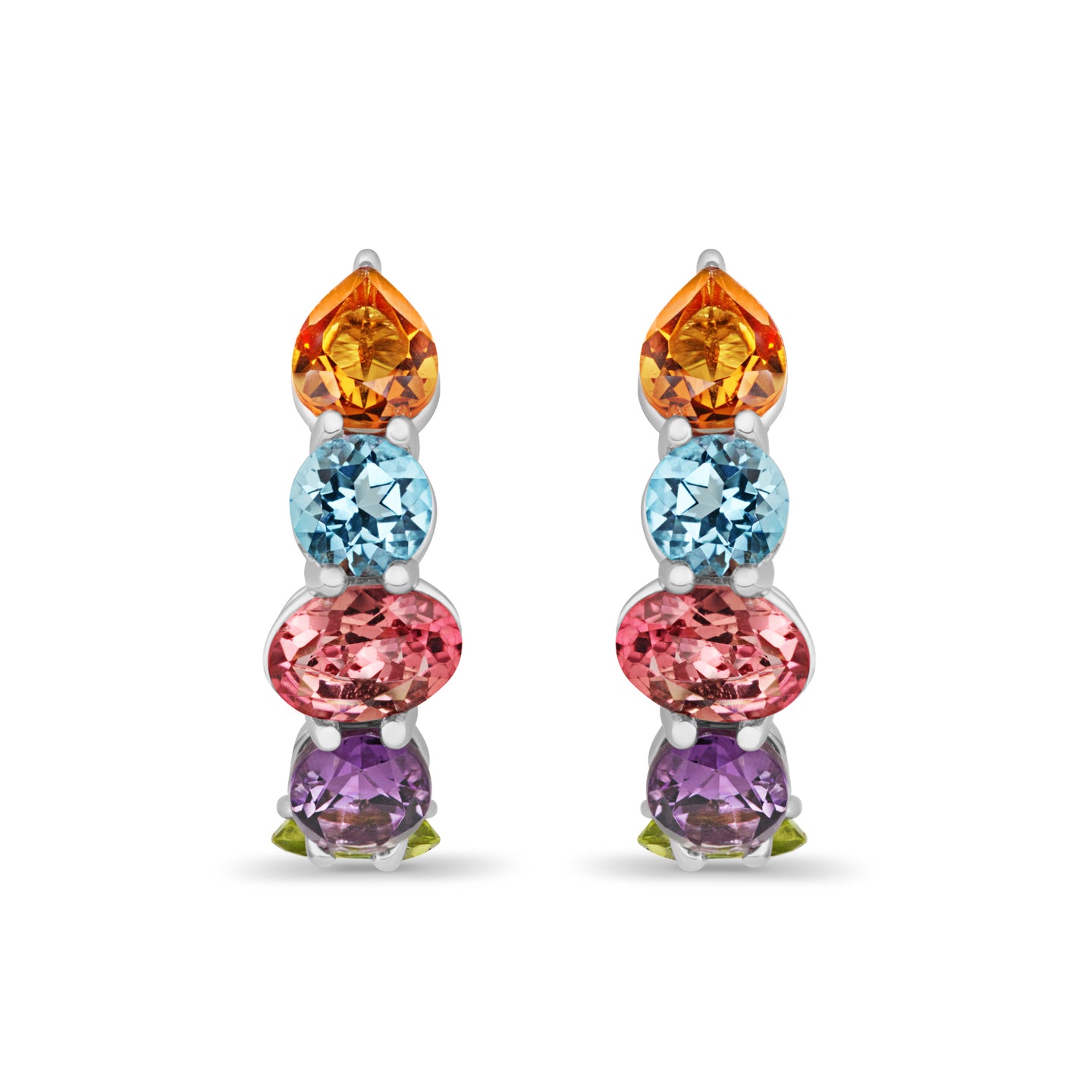 Mini Chaos Earrings in 18ct White Gold with Multicoloured Gemstones