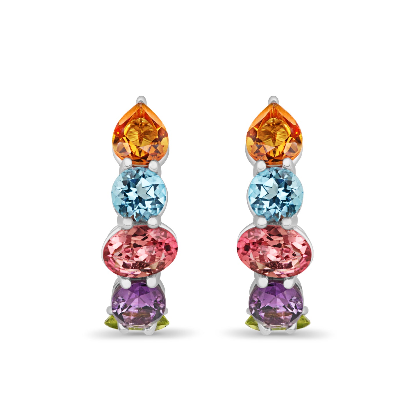Mini Chaos Earrings in 18ct White Gold with Multicolored Gemstones