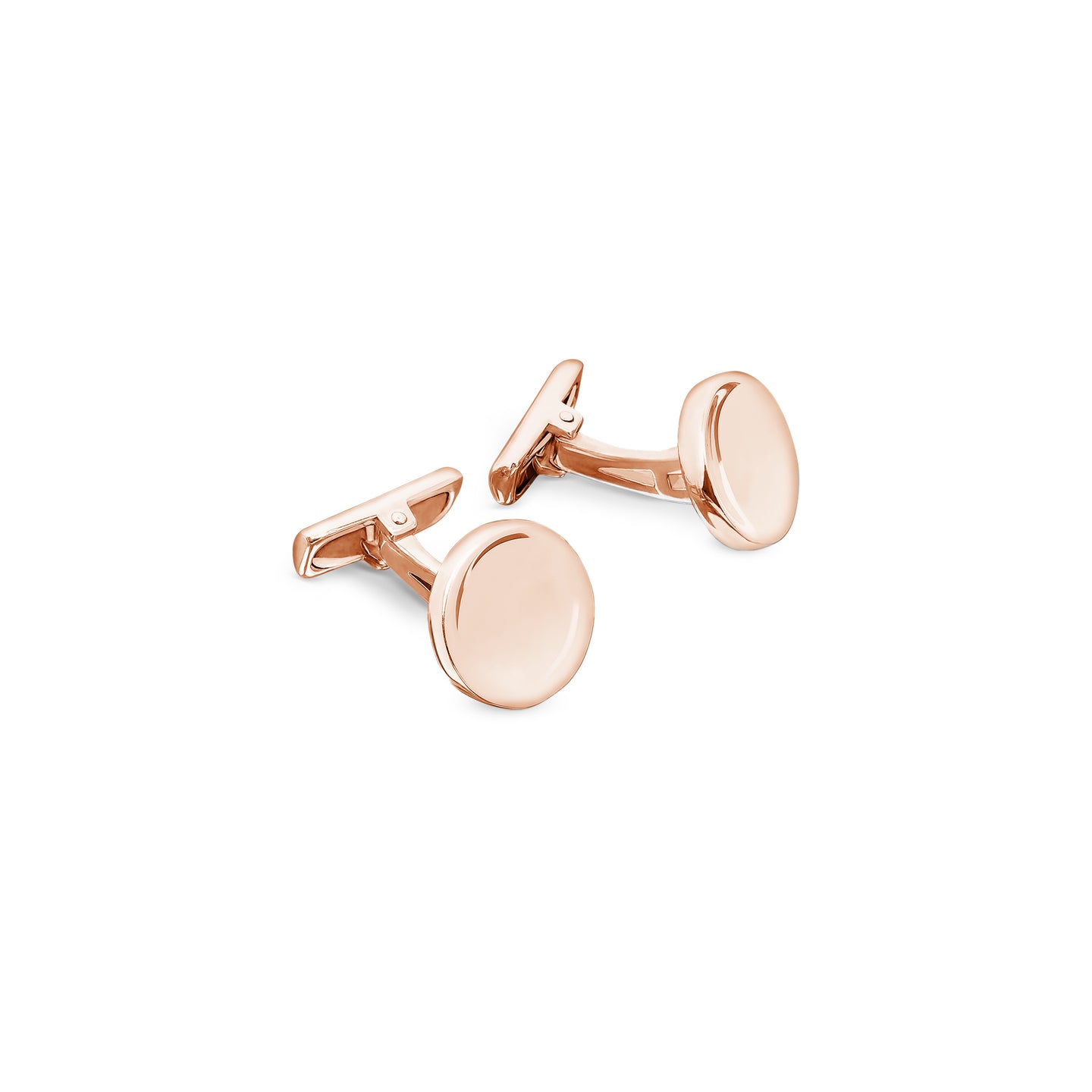 Round Concave Engravable Cufflinks in 18ct Rose Gold