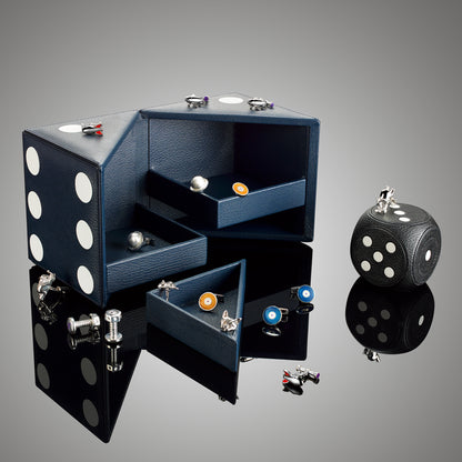 ペブルグレインレザーのダイスキューブボックス