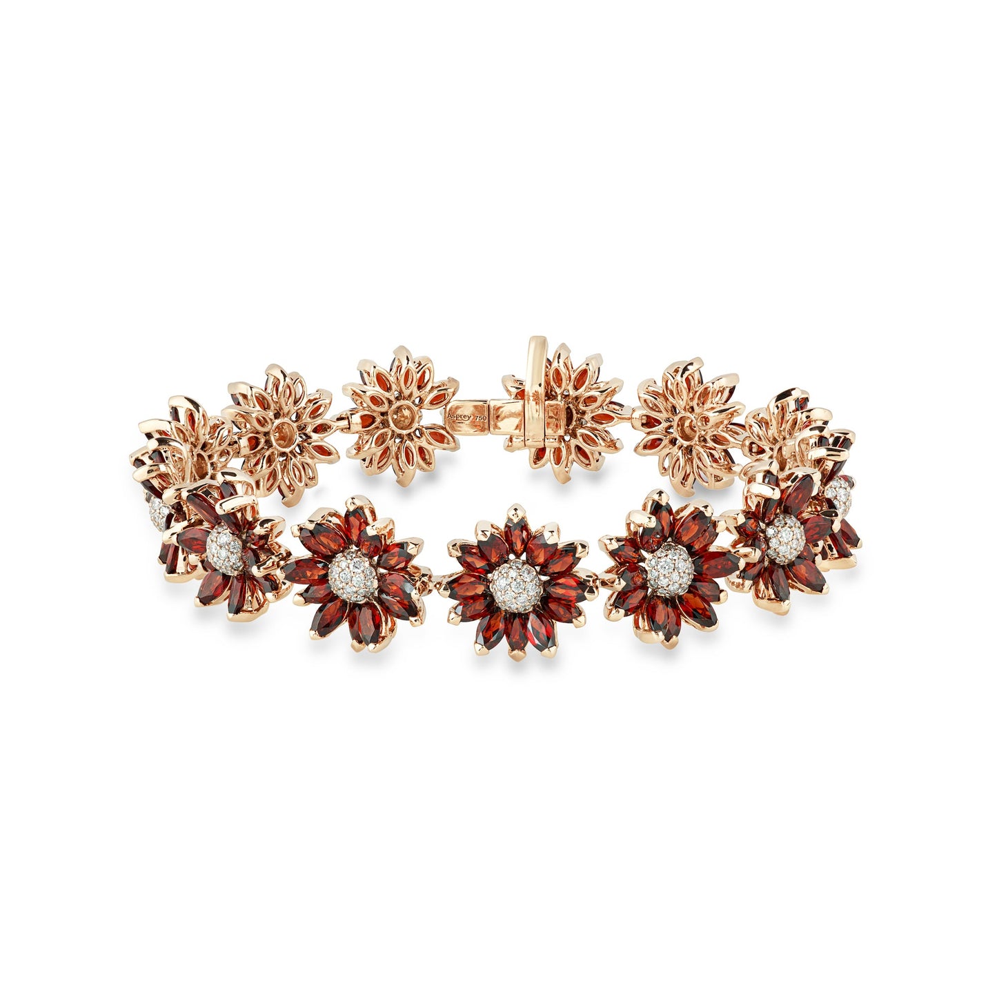 Daisy Bracelet in 18ct Rose Gold with Garnet and Diamonds