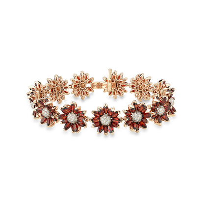 Daisy Bracelet in 18ct Rose Gold with Garnet and Diamonds