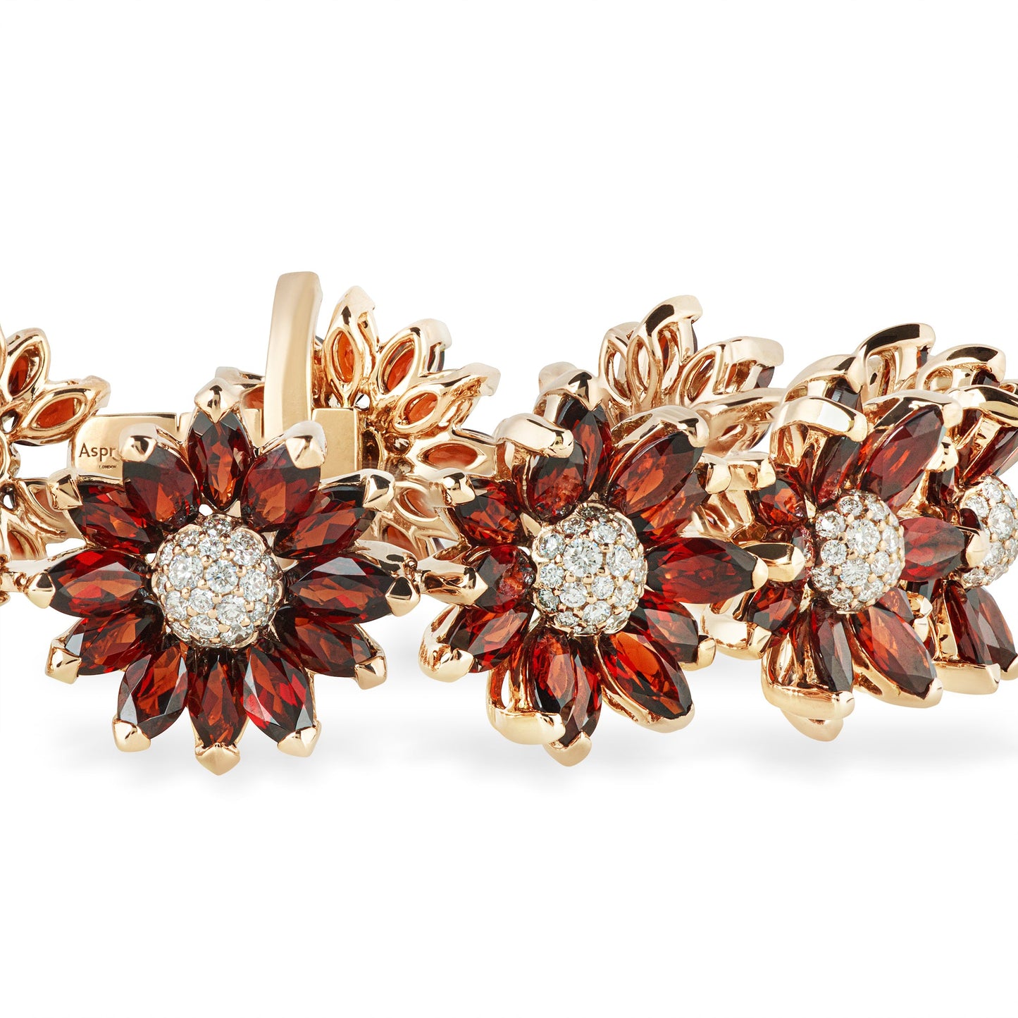 Daisy Bracelet in 18ct Rose Gold with Garnet and Diamonds