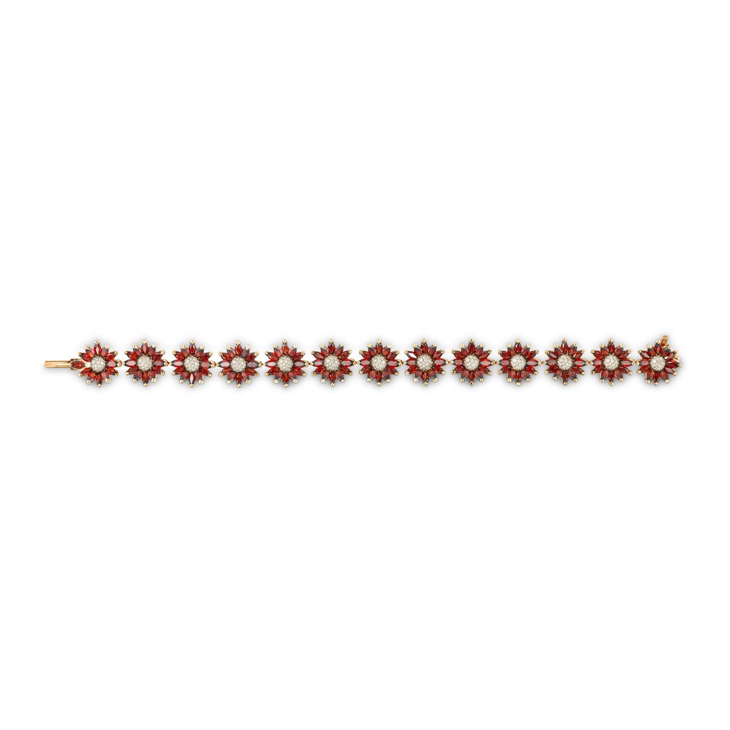 Daisy Bracelet in 18ct Rose Gold with Garnet and Diamonds