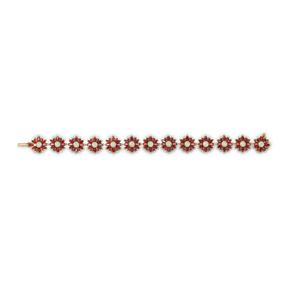 Daisy Bracelet in 18ct Rose Gold with Garnet and Diamonds