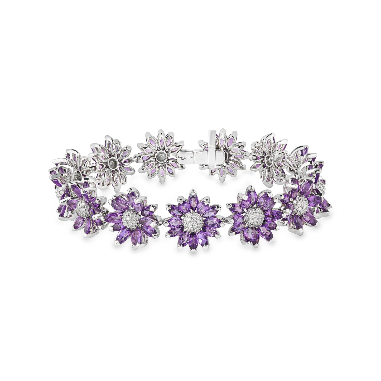 Daisy Bracelet in 18ct White Gold with Amethyst and Diamonds