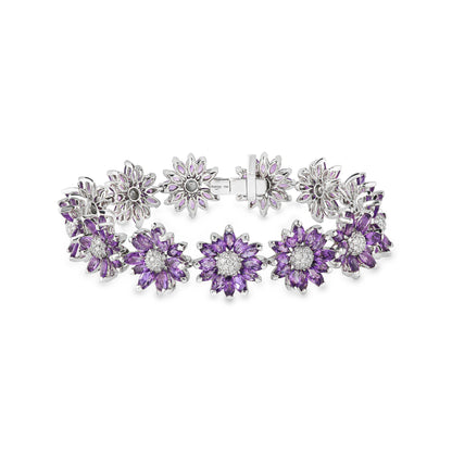 Daisy Bracelet in 18ct White Gold with Amethyst and Diamonds