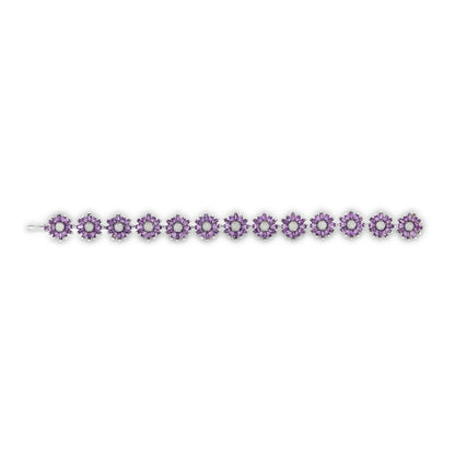 Daisy Bracelet in 18ct White Gold with Amethyst and Diamonds