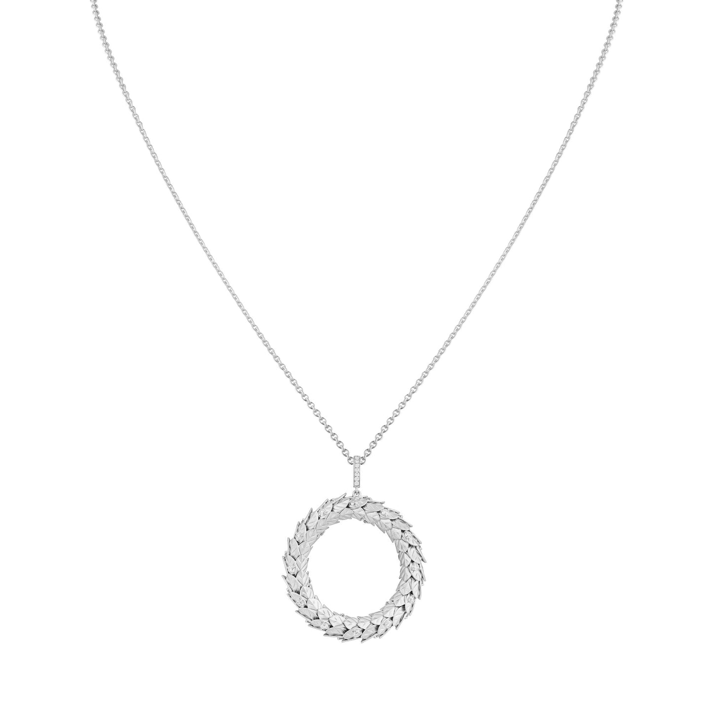 Wreath Pendant in 18ct White Gold with Pavé Diamonds
