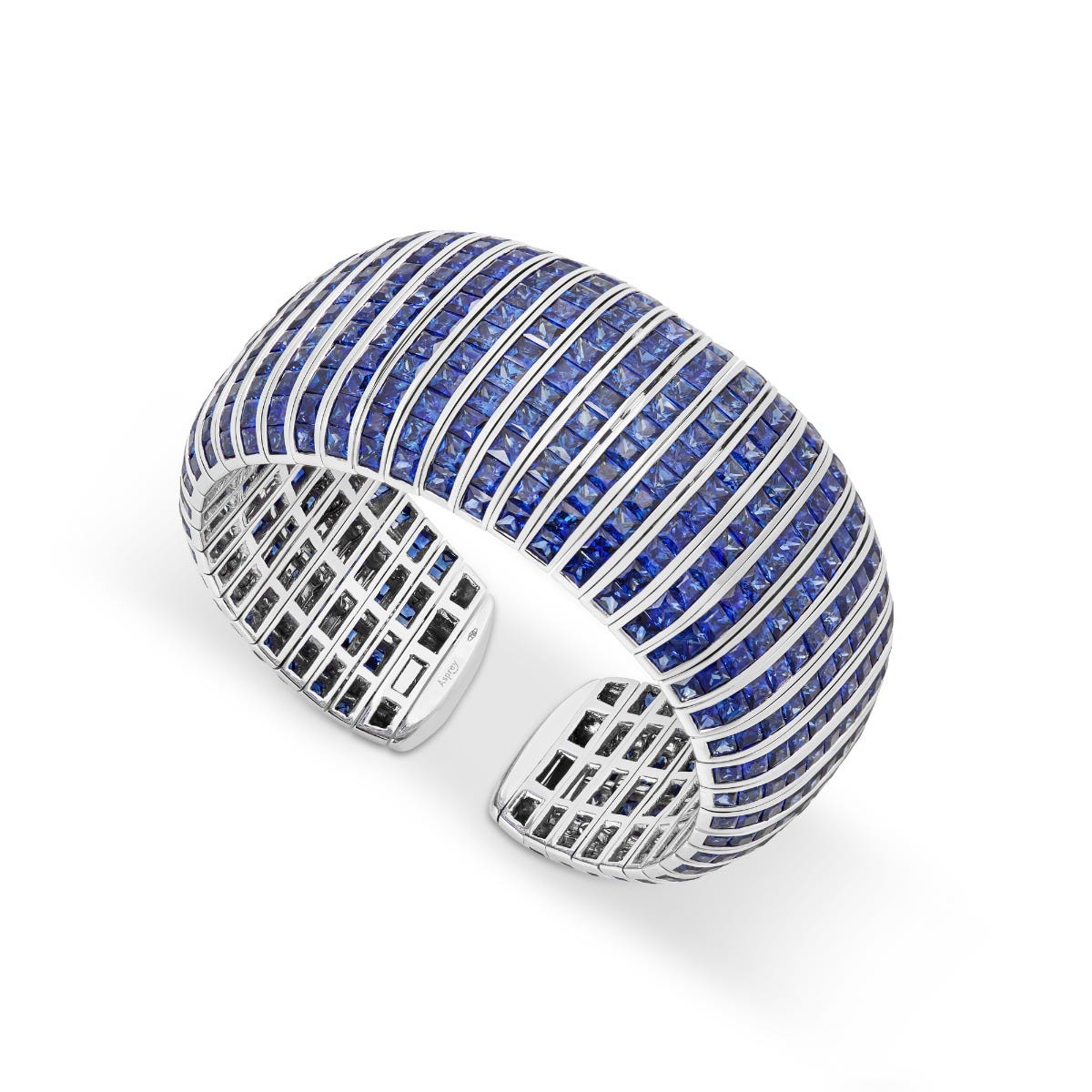 Deco Bangle in 18ct White Gold with Sapphire