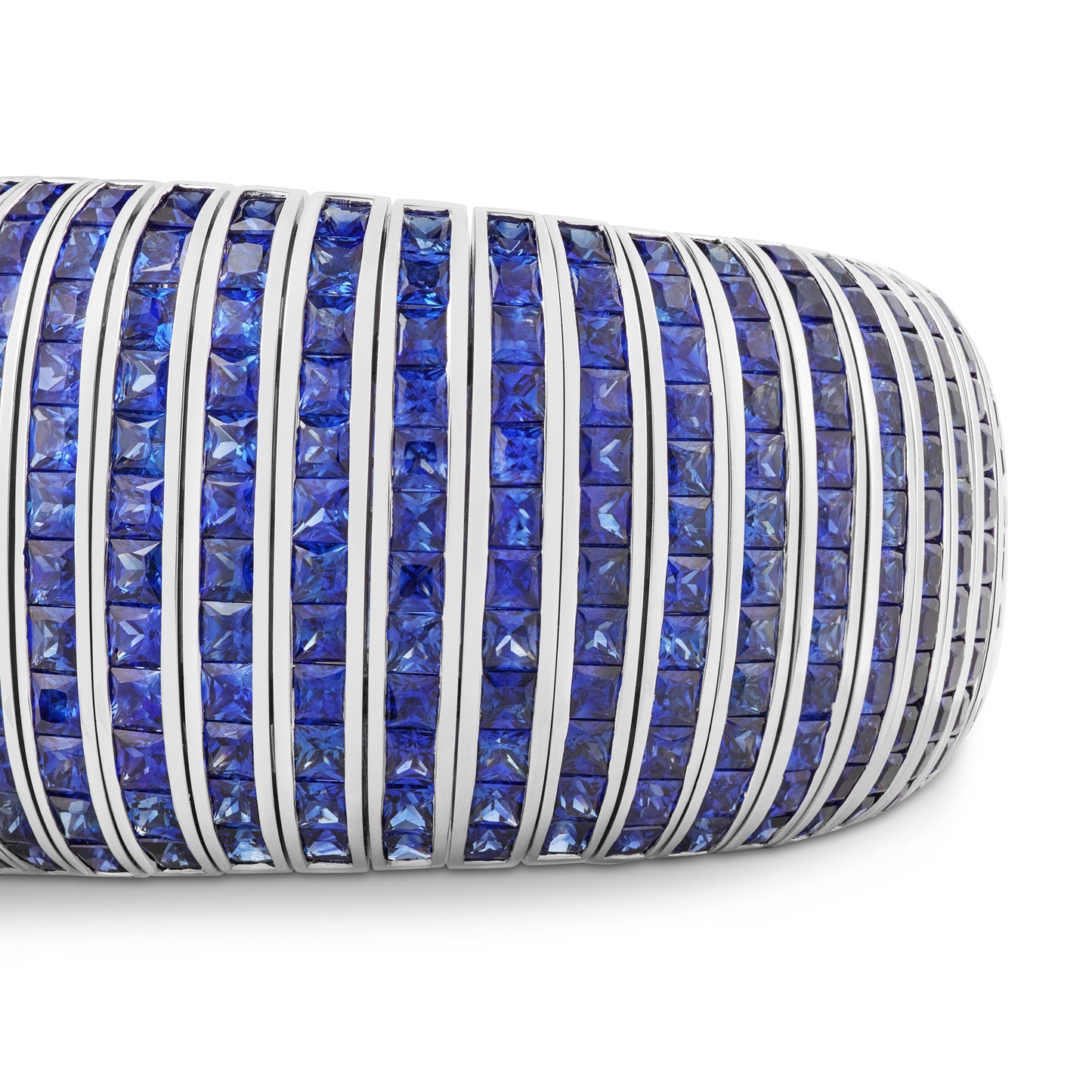 Deco Bangle in 18ct White Gold with Sapphire