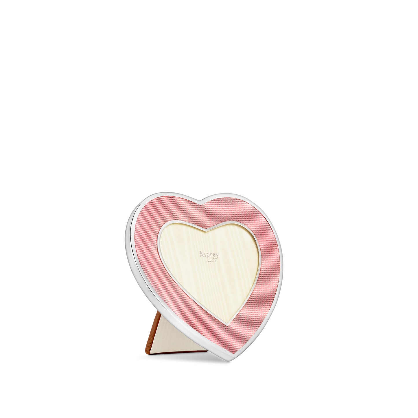 Heart-shaped Enamelled Frame in Engine-turned Sterling Silver