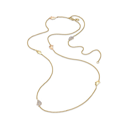 Woodland Six Oak Leaf Necklace in 18ct Yellow Gold with Diamonds