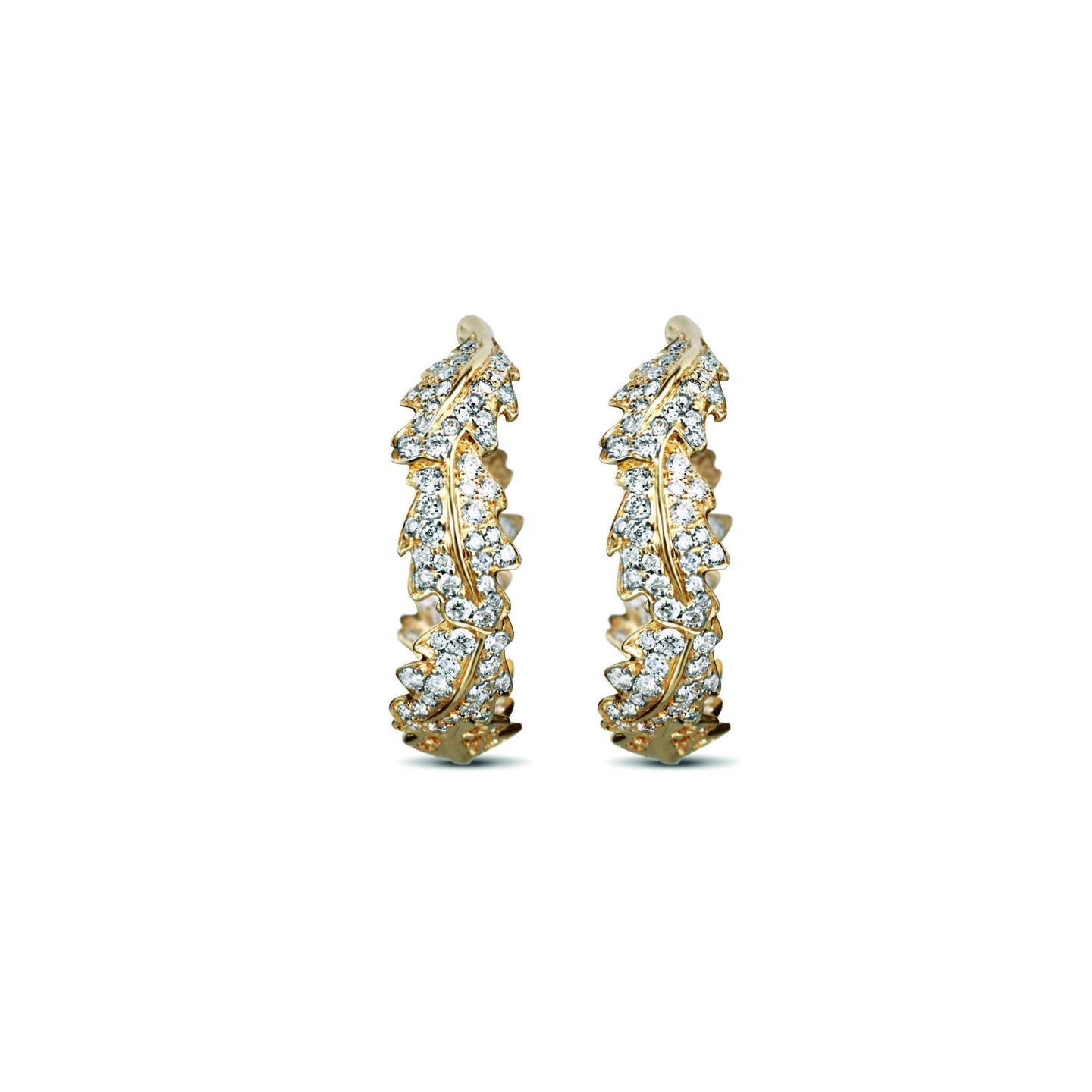 Woodland Small Oak Leaf Earrings in 18ct Yellow Gold with Diamonds