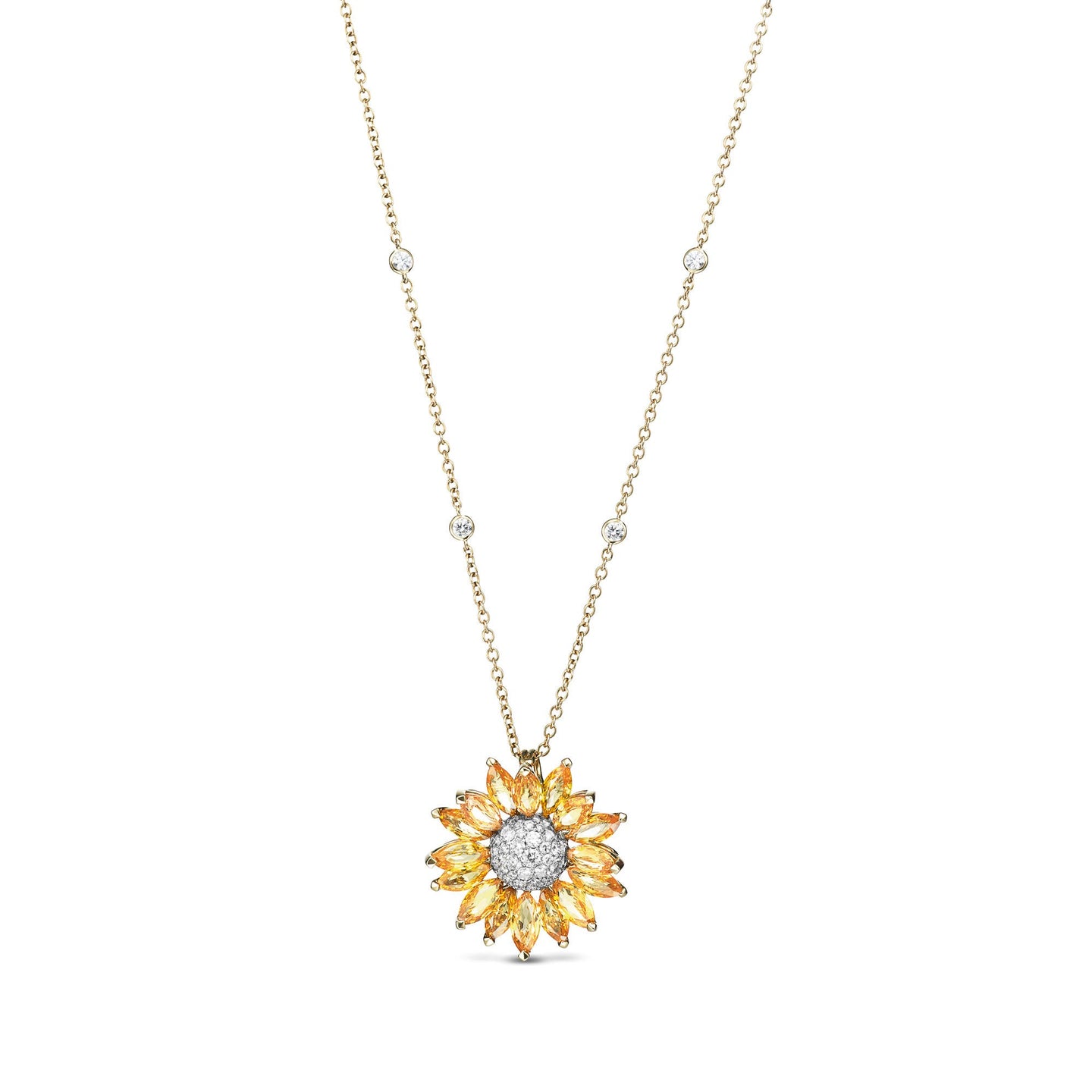 Daisy Pendant in 18ct Yellow Gold with Yellow Sapphire and Diamonds