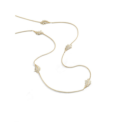 ダイヤモンド付きウッドランド オーク リーフ ネックレス (18K イエロー ゴールド)